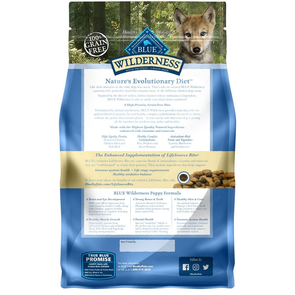 slide 2 of 4, Blue Buffalo Wilderness High Protein Natural Puppy Dry Dog Food plus Wholesome Grains, Chicken 4.5 lb bag, 4.5 lb