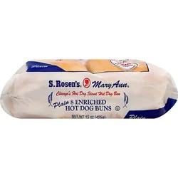 S Rosens 8ct Plain Hotdog Buns - 15.2 Oz