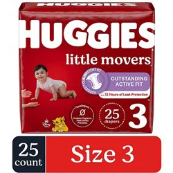 Huggies Little Movers Baby Diapers Size 3 (16-28 Lbs) - 25 Count