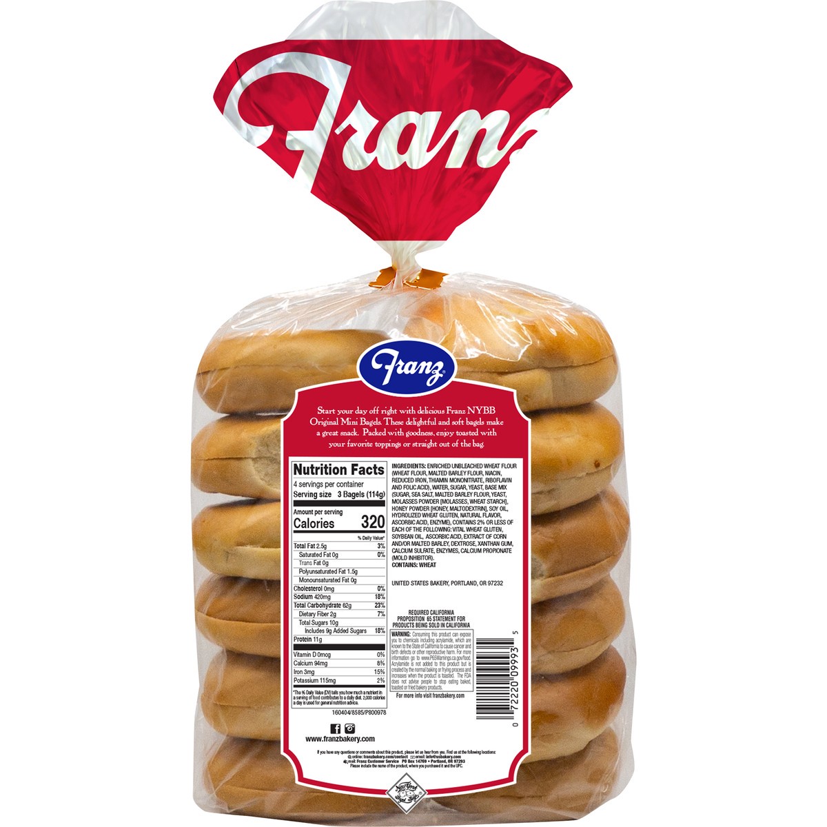 slide 2 of 6, Franz Original Mini Bagles, 16 oz