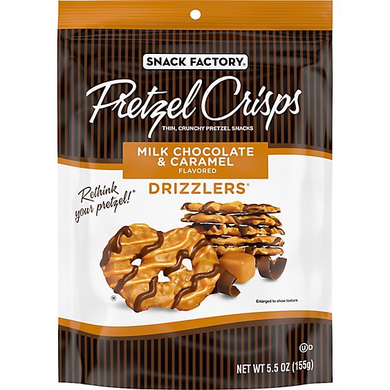 slide 1 of 1, Snack Factory Milk Chocolate & Caramel Drizzled Pretzel Crisps - 5.5 Oz, 5.5 oz