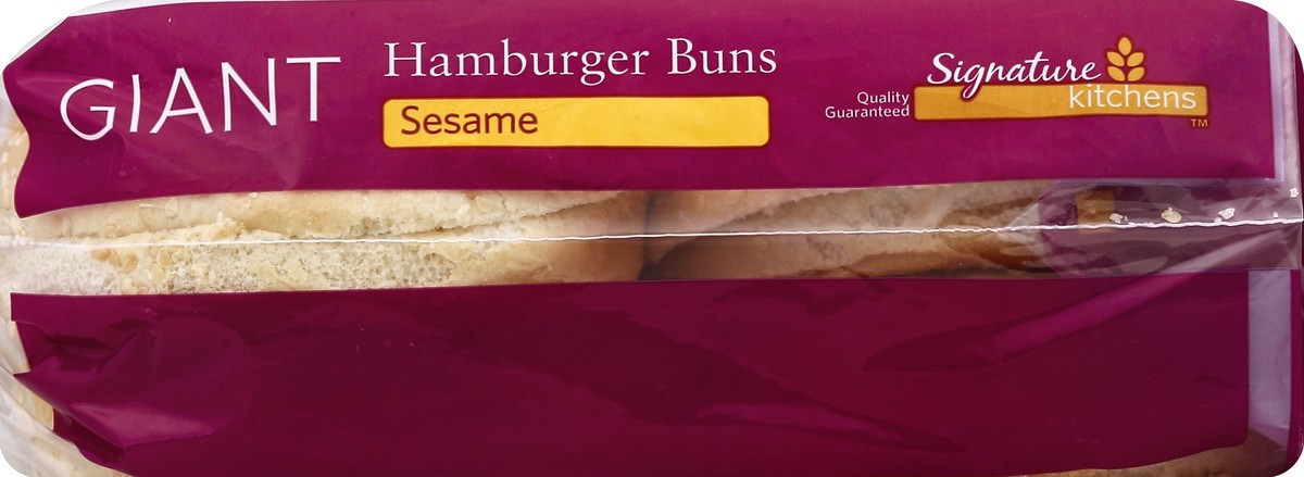 slide 4 of 5, Signature Kitchens Sesame Seed Giant Hambuger Buns, 