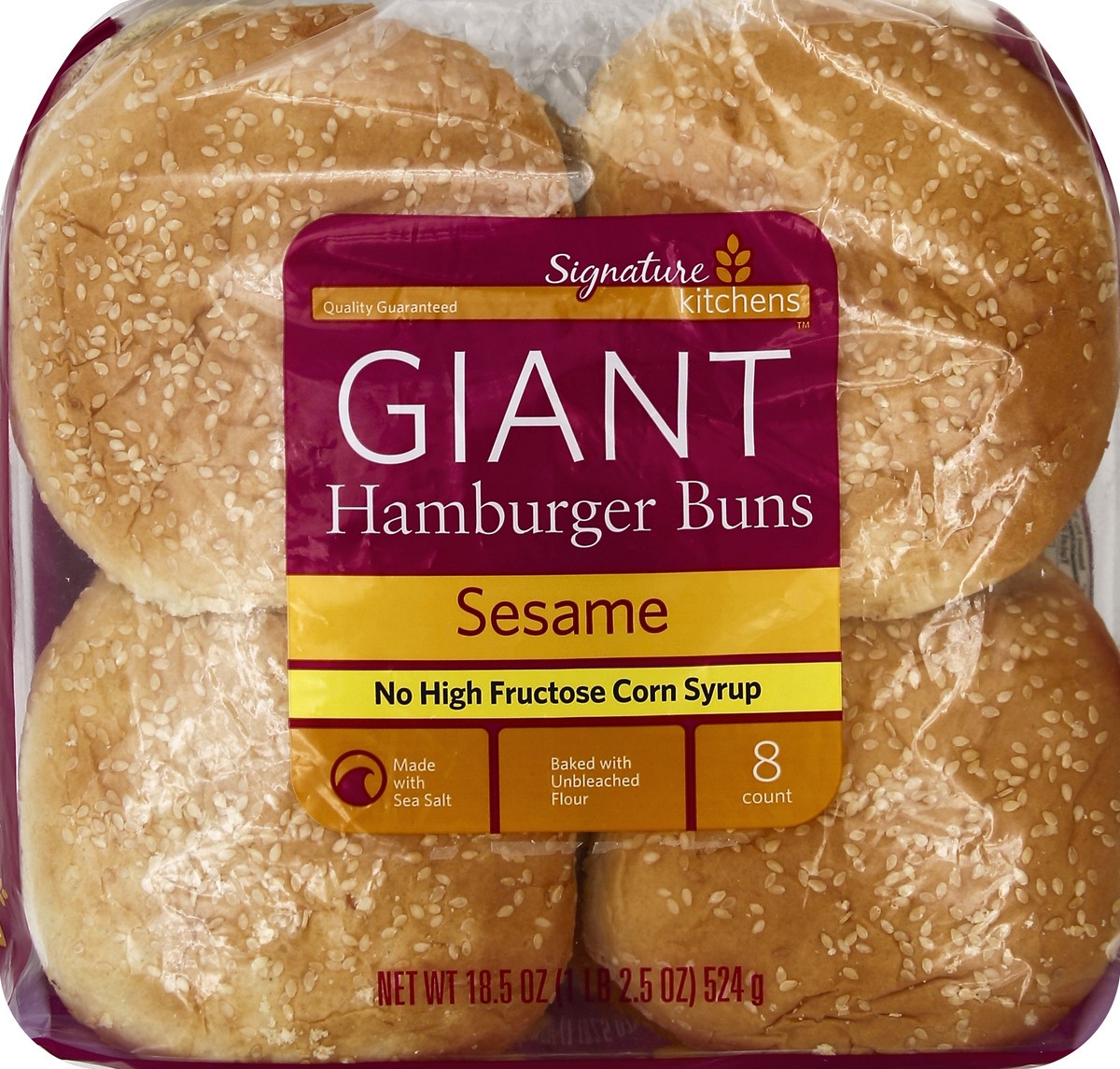 slide 5 of 5, Signature Kitchens Sesame Seed Giant Hambuger Buns, 