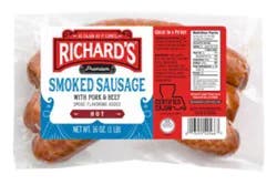 Richards Pork And Beef Hot Sausage - 16 Oz