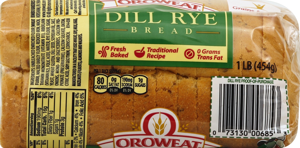 slide 2 of 4, Oroweat Dill Rye Bread, 1 lb