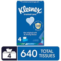 Kleenex Trusted Care Facial Tissues 4 Boxes - 160 Count