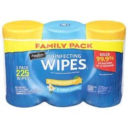 Signature Select Lemon Fresh Scent Disinfecting Wipes - 3 Count