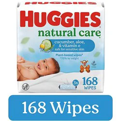 Huggies Natural Care Scented Cucumber Baby Wipes Flip-Top Packs 168 Wipes Total - 3 Count