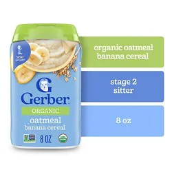Gerber 2nd Foods Grain & Grow Organic Banana Oatmeal For Baby In Canister - 8 Oz