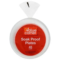 Value Corner/signature Select Everyday Soak Proof 8 7/8 Inch White Plates - 45 Count