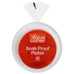 Value Corner/signature Select Everyday Soak Proof 8 7/8 Inch White Plates - 45 Count