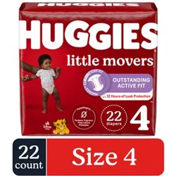 Huggies Little Movers Baby Diapers Size 4 (22-37 Lbs) - 22 Count