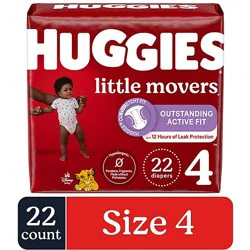 Huggies Little Movers Baby Diapers Size 4 (22-37 Lbs) - 22 Count