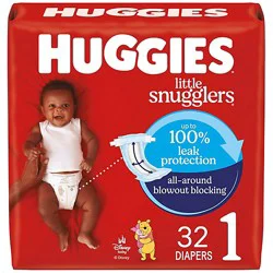 Huggies Little Snugglers Baby Diapers Size 1 (8-14 Lbs) - 32 Count