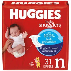 Huggies Little Snugglers Baby Diapers Size Newborn (Up To 10 Lbs) - 31 Count