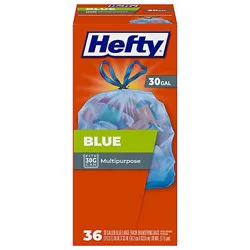 Hefty Recycling Scent Free 30 Gallon Blue Large Ds Trash Bags - 36 Count