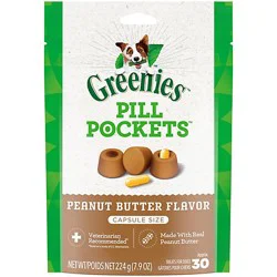 Greenies Pill Pockets Real Peanut Butter Capsule Size Natural Soft Dog Treats 30 Count - 7.9 Oz