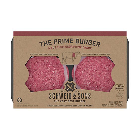 slide 1 of 7, Schweid & Sons Prime Burger - 21.2 Oz, 21.2 oz