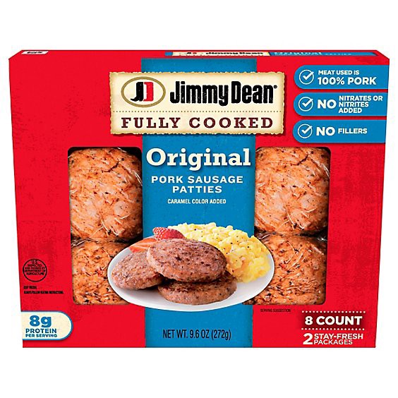 slide 1 of 1, Jimmy Dean Pork Sausage Patty Fully Cooked - 9.6 Oz, 9.6 oz