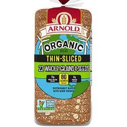 Arnold Organic Thin Sliced 22 Grains Bread - 20 Oz