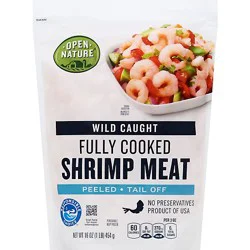 Open Nature Fully Cooked Wild Caught Peeled Tail Off Shrimp Meat - 16 Oz