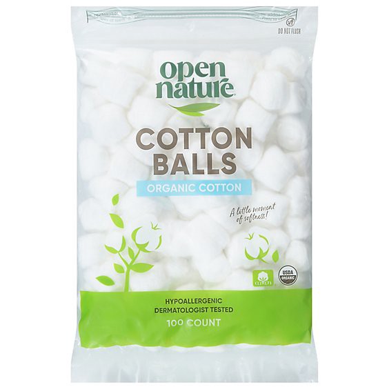 slide 1 of 1, Open Nature Organic Cotton Balls Hypoallergenic - 100 Count, 100 ct