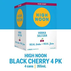 High Noon Black Cherry Vodka Hard Seltzer Single Serve Cans - 4-355 Ml