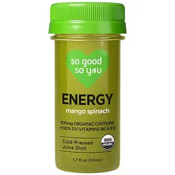 So Good So You Organic Organic Energy Mango Spinach Juice Shot - 1.7 Fl. Oz.