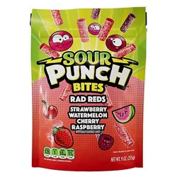 Sour Punch Bites Chewy Candy Rad Reds Resealable Bag - 9 Oz
