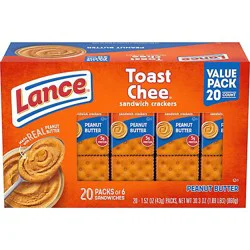 Lance Toastchee Peanut Butter Sandwich Crackers - 20 Ct - 1.52 Oz