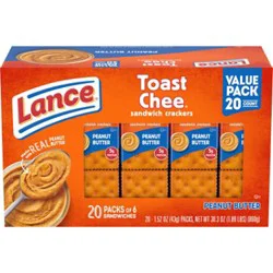 Lance Toastchee Peanut Butter Sandwich Crackers - 20 Ct - 1.52 Oz
