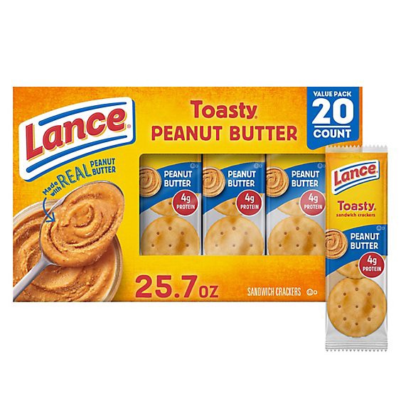 slide 1 of 1, Lance Toasty Peanut Butter Sandwich Crackers - 20 Ct - 1.39 Oz, 25.7 oz