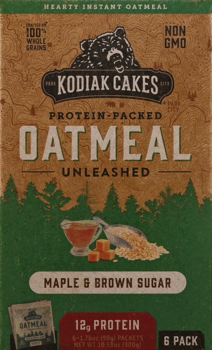 slide 9 of 10, Kodiak Cakes Protein-Packed Instant Oatmeal Maple & Brown Sugar - 6ct, 