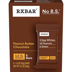 Rxbar Protein Bars Peanut Butter Chocolate Gluten Free 5 Count - 9.1 Oz