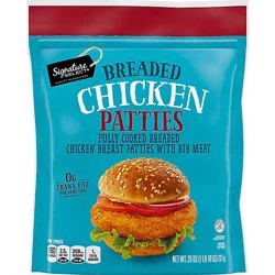 Signature Select Breaded Chicken Patties Chicken Breast Patties With Rib Meat Frozen - 26 Oz