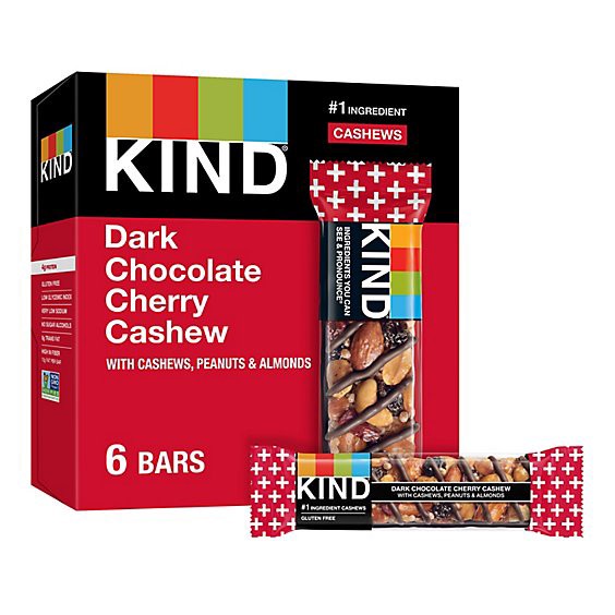slide 1 of 1, Kind Dark Chocolate Cherry Cashew Gluten Free Snack Bar - 6-1.4 Oz, 6 ct; 1.4 oz