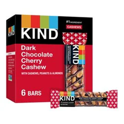 Kind Dark Chocolate Cherry Cashew Gluten Free Snack Bar - 6-1.4 Oz