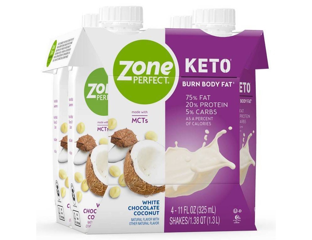 slide 3 of 5, Zone Perfect Keto Ready To Drink White Chocolate Coconut Shake, 4 ct; 11 fl oz