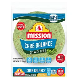 Mission Carb Balance Spinach & Herb Flour Tortillas - Soft Taco Size - 8 Count