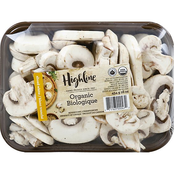 slide 1 of 1, Mushrooms White Sliced Organic - 16 Oz, 16 oz