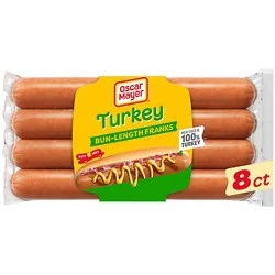 Oscar Mayer Bun-Length Turkey Franks Hot Dogs Pack 8 Count - 16 Oz