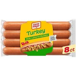 Oscar Mayer Bun-Length Turkey Franks Hot Dogs 8 Count - 16 Oz
