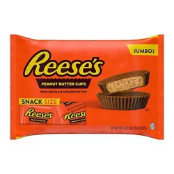 Reese's Milk Chocolate Snack Size Peanut Butter Cups Candy Jumbo Bag - 19.5 Oz