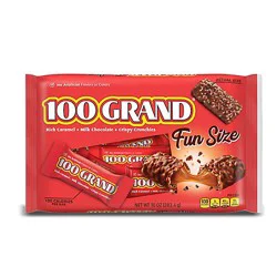 100 Grand Crispy Milk Chocolate With Caramel Fun Size Candy Bars - 10 Oz