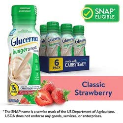 Glucerna Hunger Smart Diabetes Nutritional Shake Ready To Drink Creamy Strawberry - 6-10 Fl. Oz.