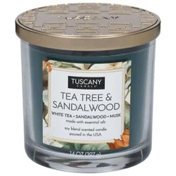 Tuscany Candle Premium Satin Wax Candle Soy Blend Tea Tree & Sandalwood - 14 Oz