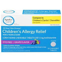 Signature Select/care Allergy Relief Child Grape Chewable Tab - 20 Count