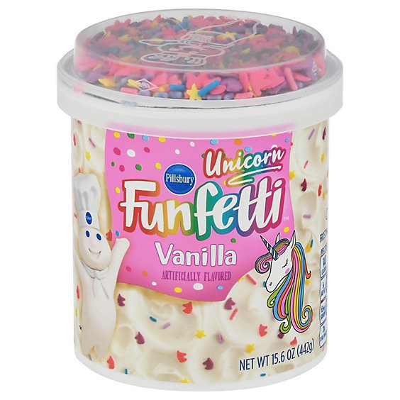 slide 1 of 5, Pillsbury Funfetti Frosting Vanilla Unicorn - 15.6 Oz, 15.6 oz