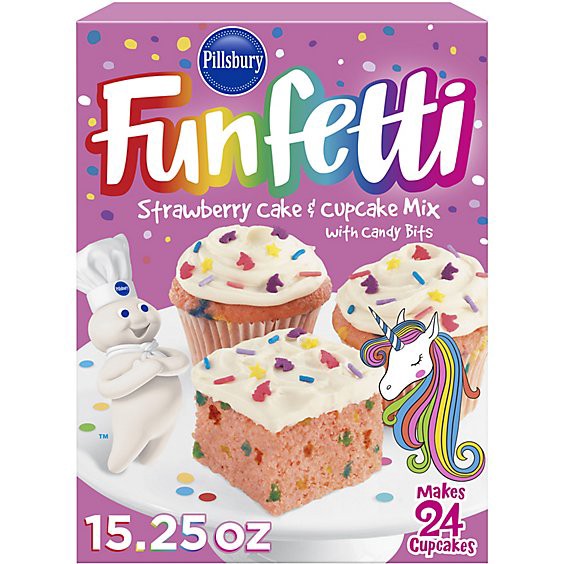 slide 1 of 7, Pillsbury Funfetti Cake And Cupcake Mix Strawberry With Candy Bits - 15.25 Oz, 15.25 oz