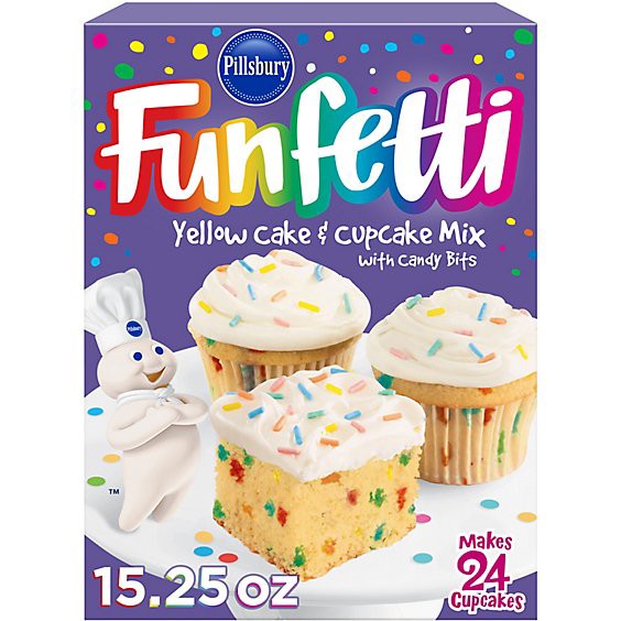 slide 1 of 7, Pillsbury Funfetti Cake And Cupcake Mix Yellow With Candy Bits - 15.25 Oz, 15.25 oz